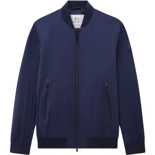 Stretch Bomber Jacke Blau Woolrich - Woolrich - Modalova