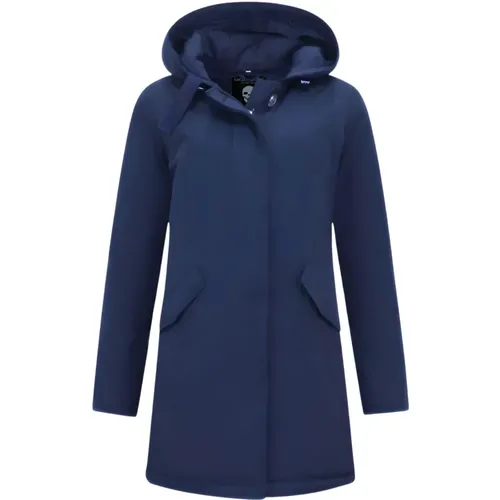 Kurze Taillierte Winterjacke Damen Blau , Damen, Größe: M - Matogla - Modalova