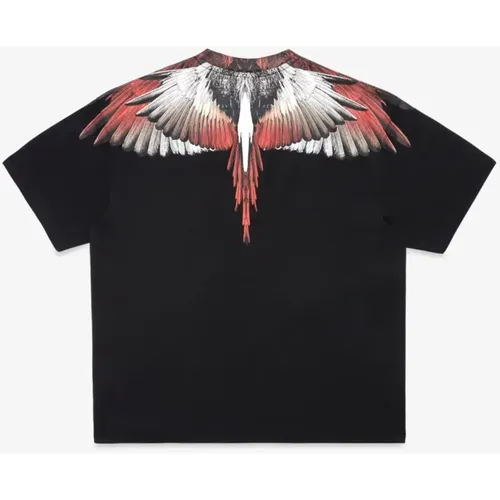Icon Wings T-shirt Coral Red , male, Sizes: 2XL, L, S, M - Marcelo Burlon - Modalova