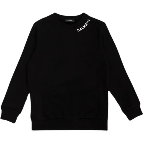 Bestickter Logo-Rundhalsausschnitt-Sweatshirt - Balmain - Modalova