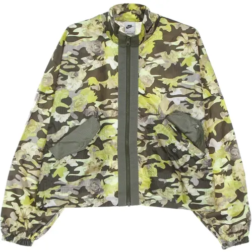 Floral Print Woven Jacket , female, Sizes: M, L - Nike - Modalova