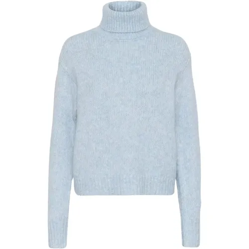 Blau Melange Strickpullover , Damen, Größe: XL - Kaffe - Modalova