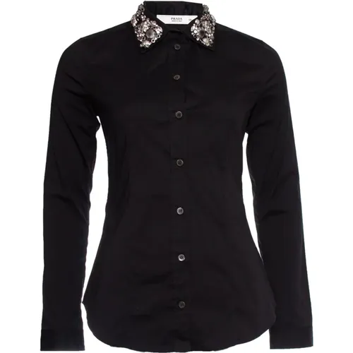 Pre-owned shirt with stones on the collar , female, Sizes: M - Prada Vintage - Modalova