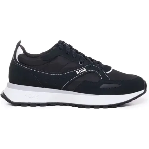 Leather Sneakers with Contrasting Logo , male, Sizes: 10 UK, 9 UK, 7 UK - Hugo Boss - Modalova