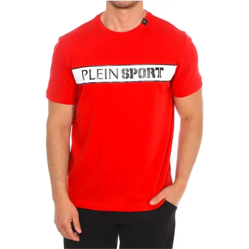T-Shirt mit kurzem Ärmel und Markendruck , Herren, Größe: L - Plein Sport - Modalova