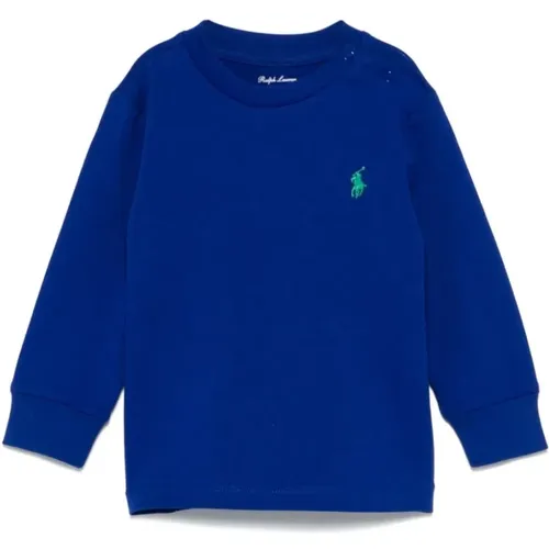 Blaues Jersey Crew Neck Polo Shirt - Polo Ralph Lauren - Modalova