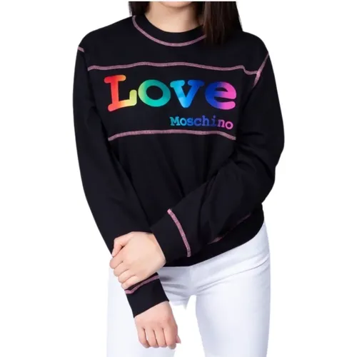 Colorful Logo Sweatshirt with Round Neck , female, Sizes: XS - Moschino - Modalova