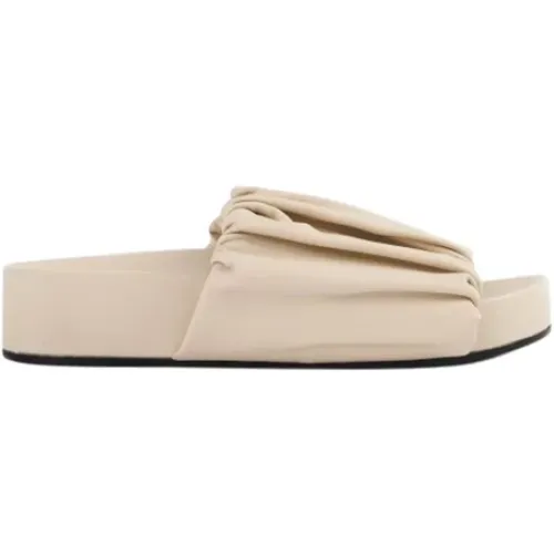 Ruffled Leather Slide Sandals , female, Sizes: 3 UK, 2 UK, 6 UK, 4 UK - Jil Sander - Modalova