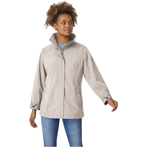 Comfort Fit Ivory Jacket with Zipper Pockets , female, Sizes: M, L, XL - Junge - Modalova