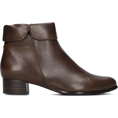 Braune Leder-Stiefeletten mit Lasche , Damen, Größe: 37 1/2 EU - Everybody - Modalova