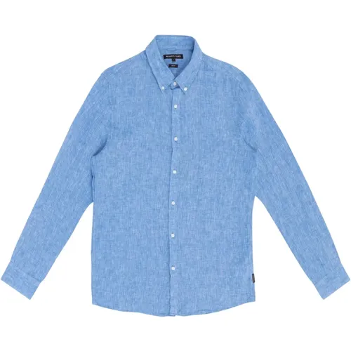 Einfaches Logo Taschen Knopfhemd,Blaues Leinenhemd - Michael Kors - Modalova