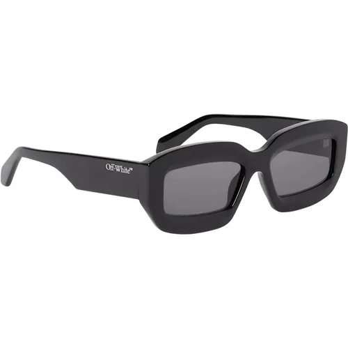 Schwarze Rahmen-Sonnenbrille mit grauen Gläsern , unisex, Größe: 54 MM - Off White - Modalova