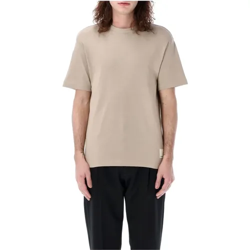 Jersey T-Shirt with Ribbed Crew-Neck , male, Sizes: L, M, S - Emporio Armani - Modalova