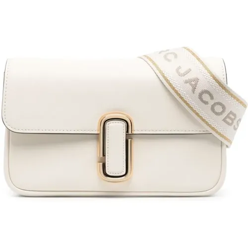 Weiße Leder-Schultertasche mit Goldkette , Damen, Größe: ONE Size - Marc Jacobs - Modalova