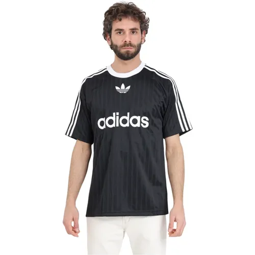 Schwarzes Adicolor Poly T-Shirt Ikonisches Trefoil , Herren, Größe: M - adidas Originals - Modalova