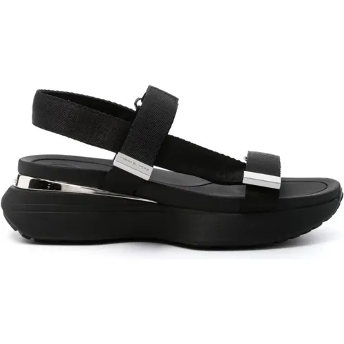 Schwarze flache Sandalen für Frauen , Damen, Größe: 42 1/2 EU - Michael Kors - Modalova