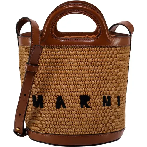 Leather Bucket Bag Backpack , female, Sizes: ONE SIZE - Marni - Modalova