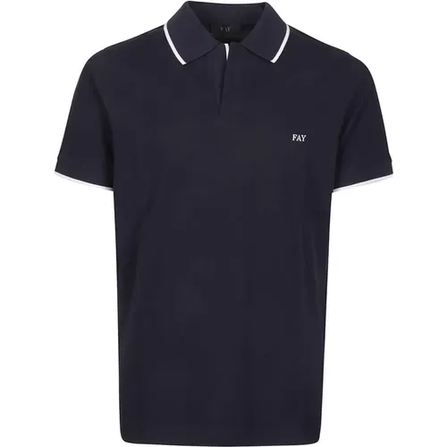 Stretch Polo Shirt for Men , male, Sizes: XL, S, L, 2XL, M - Fay - Modalova
