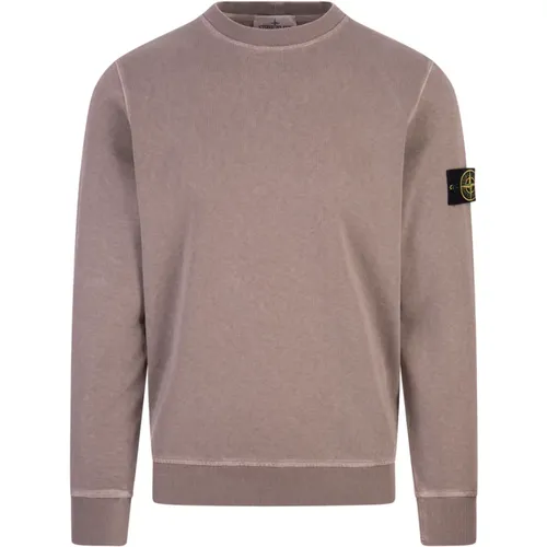 Brauner Rundhalspullover 'Old' Effekt - Stone Island - Modalova