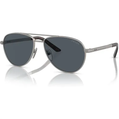 Stilvolle Sonnenbrille in mattem Gunmetal , Herren, Größe: 60 MM - Prada - Modalova