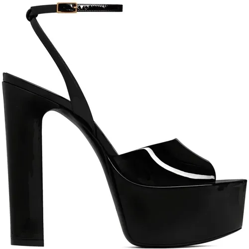 Platform Sandals with Block Heel , female, Sizes: 6 UK, 8 UK, 7 UK - Saint Laurent - Modalova