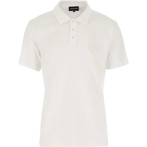 Polo-Shirt aus Baumwolle mit Logo-Stickerei - Giorgio Armani - Modalova