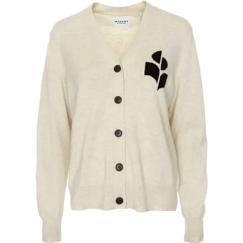 V-Neck Cardigan with Logo Emblem , female, Sizes: XS, S, L, 2XS - Isabel marant - Modalova