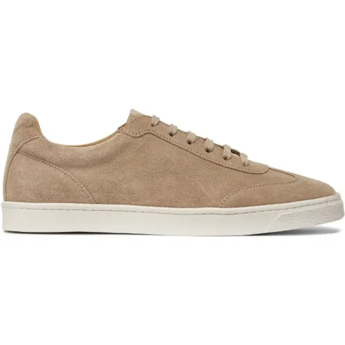 Sand Beige Leather Sneakers , male, Sizes: 8 UK - BRUNELLO CUCINELLI - Modalova