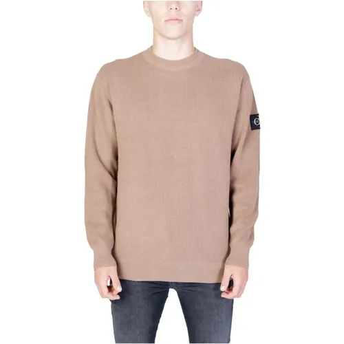 Brauner Langarm-Strickpullover für Herren , Herren, Größe: M - Calvin Klein Jeans - Modalova