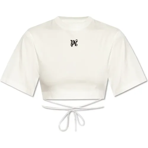 T-Shirt hinten mit Schnüren gebunden , Damen, Größe: L - Palm Angels - Modalova