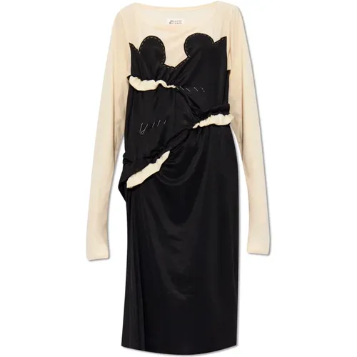 Dress in contrasting fabrics , female, Sizes: S, XS, 2XS, M - Maison Margiela - Modalova