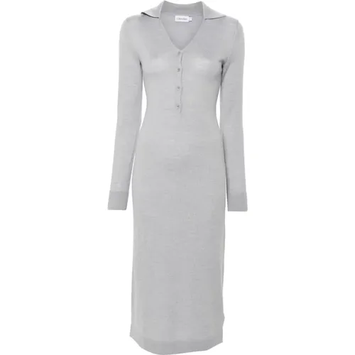 Button Shirt Dress in Merino Wool , female, Sizes: 2XS, M, L - Calvin Klein - Modalova