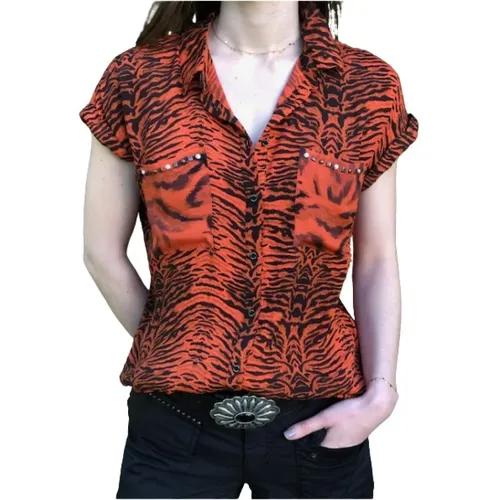 Short-sleeved Tiger Print Shirt , female, Sizes: M, XS, S - Mason's - Modalova