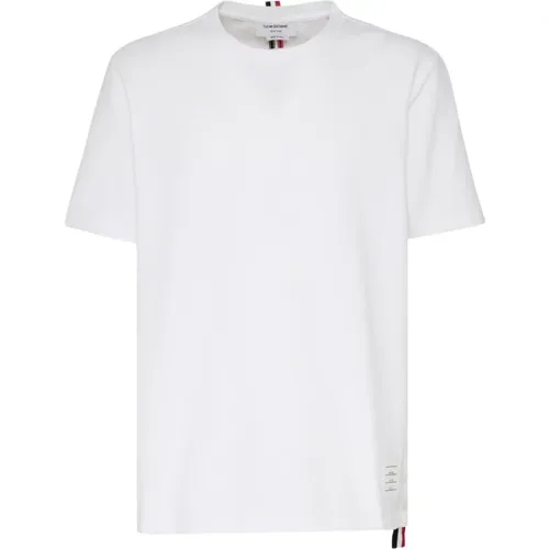 Weiße Baumwoll-T-Shirt Runder Kragen Kurze Ärmel , Herren, Größe: 2XL - Thom Browne - Modalova
