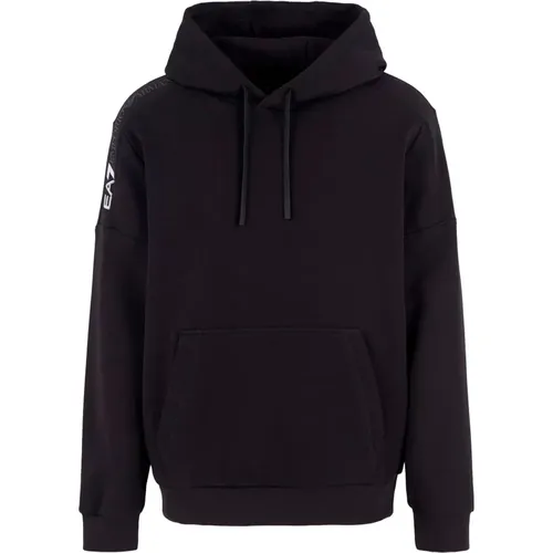 Schwarzer Kapuzenpullover Langarm Regular Fit - Emporio Armani EA7 - Modalova