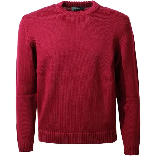 Roter Woll-Crew-Neck-Pullover , Herren, Größe: XL - Zanone - Modalova