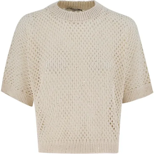 Rib Knit Short Sleeve Sweater , female, Sizes: M, L - PESERICO - Modalova