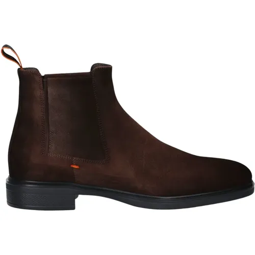 Dunkelbraune Wildleder Elastische Stiefel - Santoni - Modalova