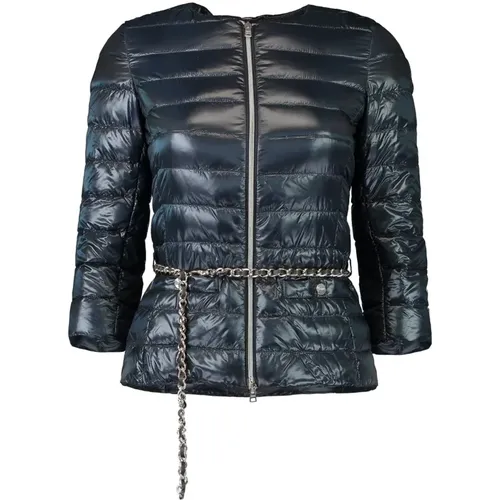 Navy Slim-Fit Belted Jacket , female, Sizes: XL, M, S - Herno - Modalova