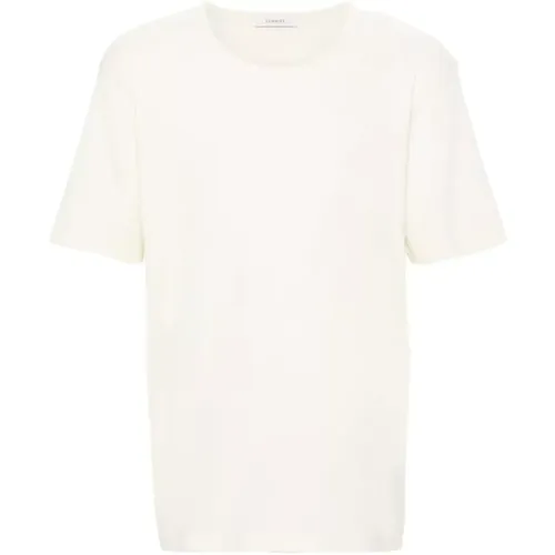 Zitronenglasur Geripptes U-Ausschnitt T-Shirt , Herren, Größe: S - Lemaire - Modalova