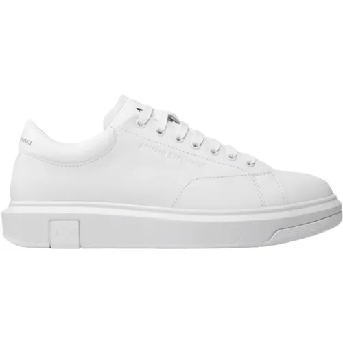 Leder-Sneakers mit flacher Gummisohle , Herren, Größe: 41 EU - Armani Exchange - Modalova