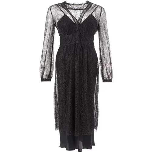 Schwarzes verziertes langes Kleid mit Unterrock - Lardini - Modalova