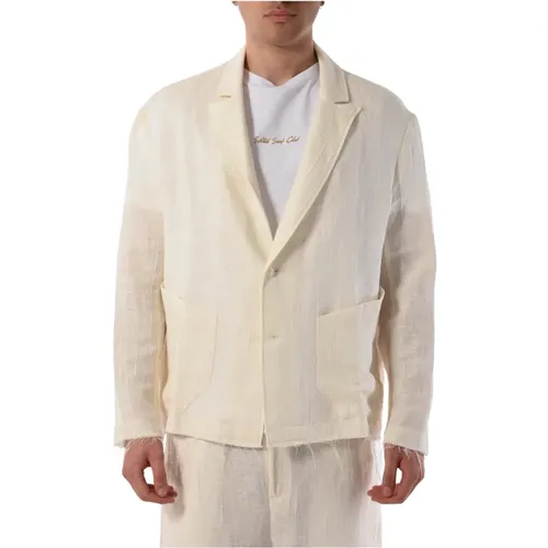 Linen Jacket with Patch Pockets , male, Sizes: XL, L, M - The Silted Company - Modalova