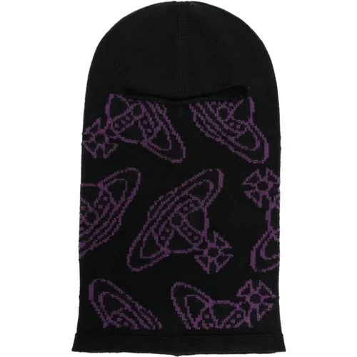Ribbed Knit Orb Logo Hat , male, Sizes: ONE SIZE - Vivienne Westwood - Modalova