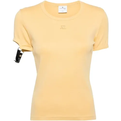 Contrast T-Shirt for Women , female, Sizes: XL, L - Courrèges - Modalova