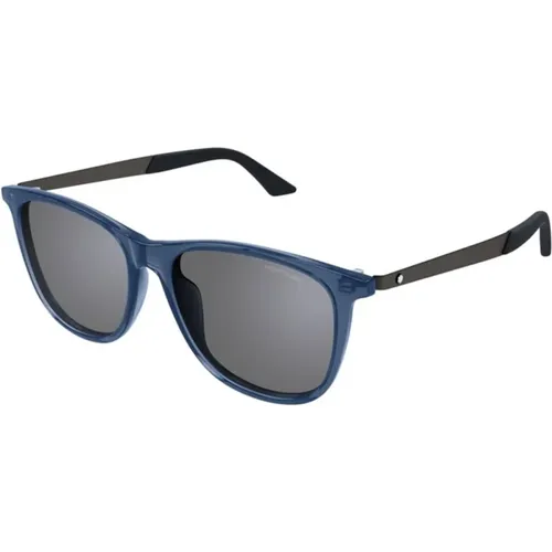 Blaue Rahmen Silberne Linse Sonnenbrille - Montblanc - Modalova