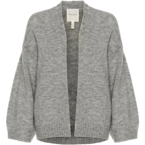 Weicher Strick-Cardigan Medium Grey Melange , Damen, Größe: 3XL - Part Two - Modalova