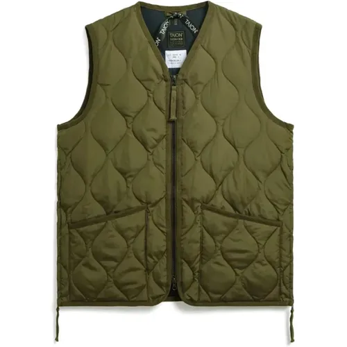 Military Zip-Up V-Neck Vest , male, Sizes: S - Taion - Modalova