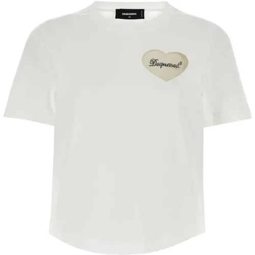 Weißes Jersey T-Shirt , Damen, Größe: XS - Dsquared2 - Modalova