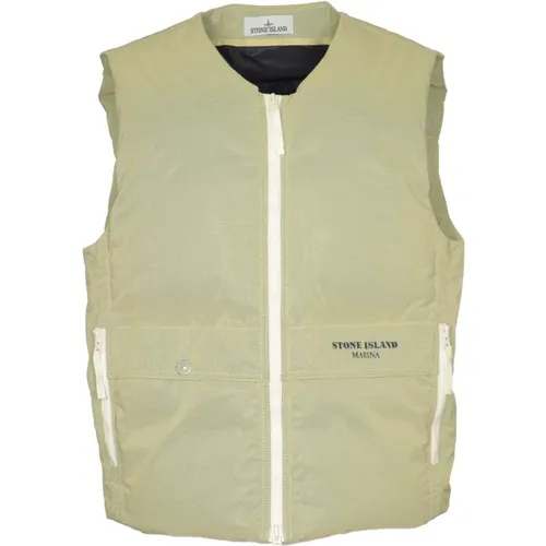 White Puffer Vest Sleeveless Jackets , male, Sizes: L, M - Stone Island - Modalova